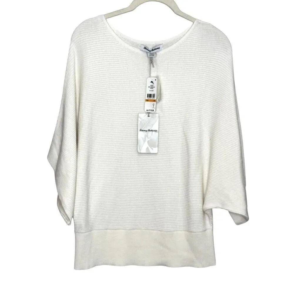Tommy Bahama Sweater Womens Small Coconut Bonita Kimono Sleeve Boatneck Pullover